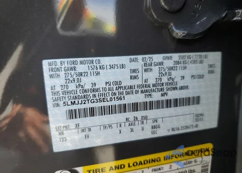 2024 Lincoln Navigator Black Label z USA, uszkodzony, nr VIN 5LMJJ3TG0REL09651